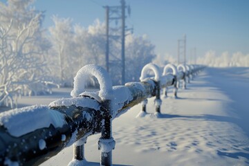 A pipe is covered in ice and snow