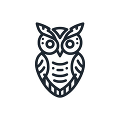 The owl. Black white vector logo illustration.
