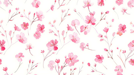 serene delicate pattern featuring soft pink cherry blossoms spread elegantly clean white background gentle romantic design tranquil atmosphere on fabrics, wallpapers, and various decorative projects.