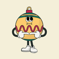 Obraz premium Vector christmas object retro character tree decoration