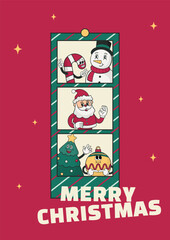 Vector christmas poster retro photobooth style