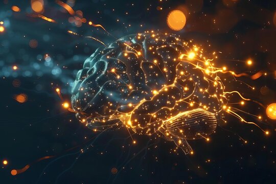 Visualization of a brain made of light, symbolizing advanced neuroscience