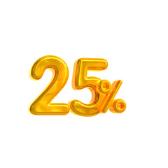3d sales discount Number 25 percentage price tag for discount sale promotion concept by 3d render
