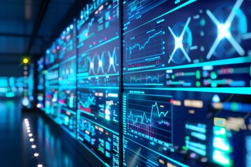 Fototapeta premium Renewable energy control room with digital monitoring