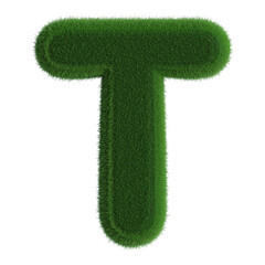 Grass Font Green Uppercase 3d Render .  Letter T