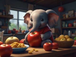 elephant and apple