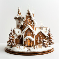 Christmas gingerbread house. White background. Christmas theme