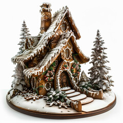Christmas gingerbread house. White background. Christmas theme