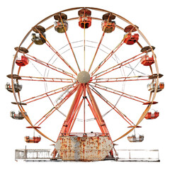 A portrait of a Ferris wheel isolated on white or transparent background