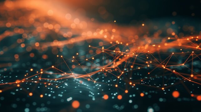 Intricate network connection data structure visualization: a 3d rendered insight into information technology and big data complexity