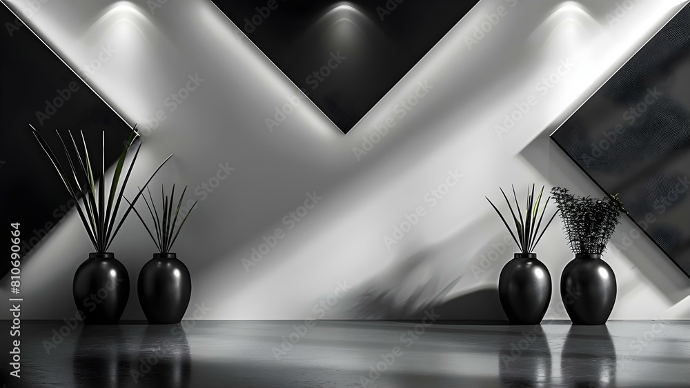 Poster modern black and white mockup display with geometric design and empty space. concept modern mockups,