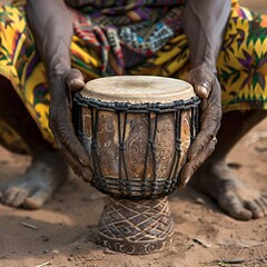 Djembe from West Africa Show a djembe drum, symbolizing the rich rhythmic beats of West African music