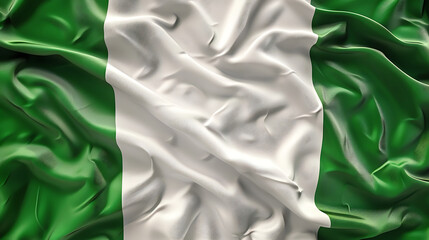 Realistic Nigeria Flag Background In Silk Texture Style