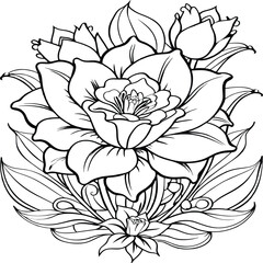 Freesia Flower Coloring Page. Flowers outline for coloring book. Freesia Elysium line art