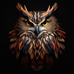 Owl Bird Avian Feather Night Knowledge Animal Portrait Vector Art AI Generative