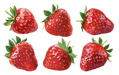 Hand drawn illustration of strawberry isolated on transparent background cutout png