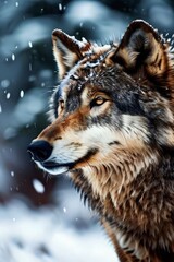 Fototapeta premium a Wolf close-up on background. Generative AI