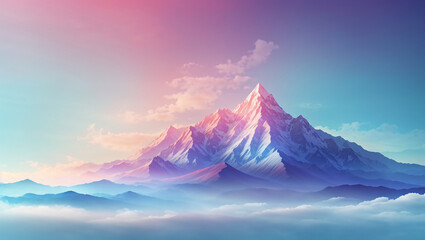 a snow mountain on colorful background 