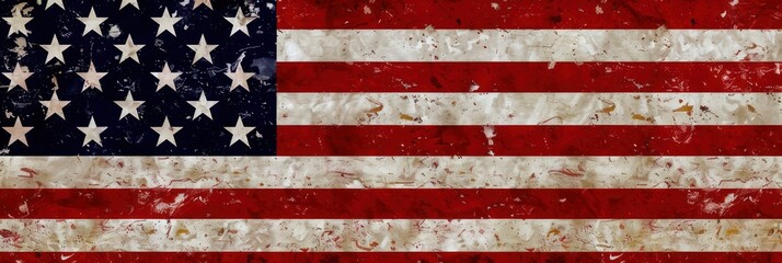 Fototapeta premium Distressed American flag with a realistic texture