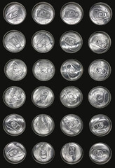 Top view of black soda cans