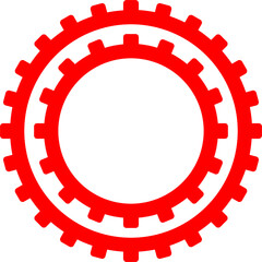 Two red gears isolated on white background.