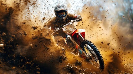 Motocross riders navigate a thrilling course with agility and skill, kicking up a flurry of dirt.
