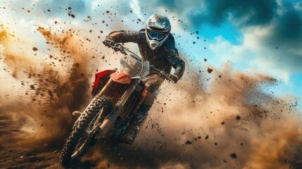 Motocross riders navigate a thrilling course with agility and skill, kicking up a flurry of dirt.