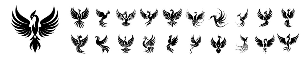 Mystic Wings Ethereal Silhouette Phonix Logo Bundle