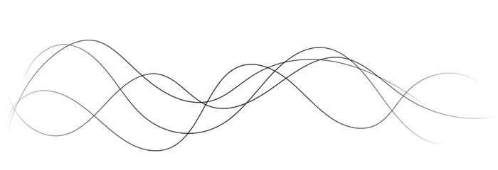 Thin line wavy abstract vector on white  background. Curve wave seamless pattern. Line art striped graphic template. Vector illustration.
