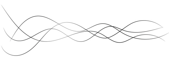 Thin line wavy abstract vector on white  background. Curve wave seamless pattern. Line art striped graphic template. Vector illustration.