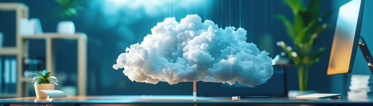 Enhance the beauty of your home office with this stunning cloud-themed wallpaper