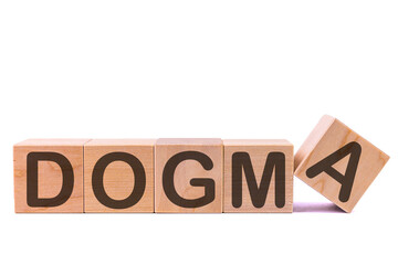 DOGMA word concept written on a light table and light background