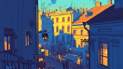 Cityscape at Night with Anime Atmosphere