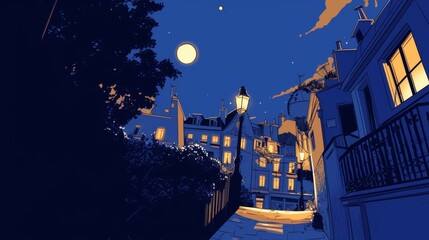 Nighttime Cityscape with Anime Theme