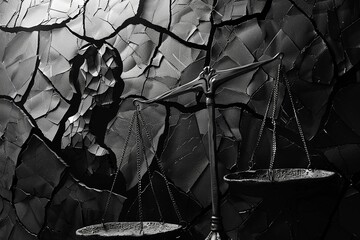 Social injustice depicted as a broken scale of justice Abstract