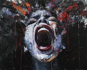 Verbal abuse depicted as a storm of hateful words Expressionism