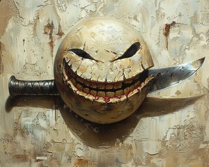 A backstabber depicted as a knife hidden behind a smile Surrealism