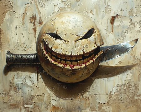 A backstabber depicted as a knife hidden behind a smile Surrealism