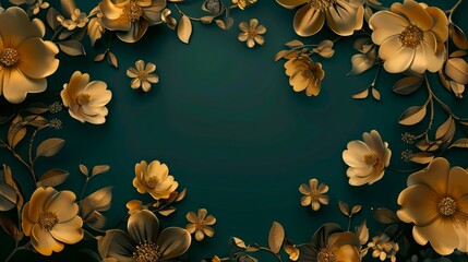 Gold flowers on a dark background.
