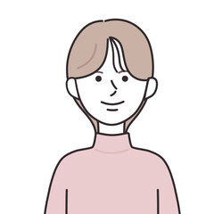タートルネックを着たショートカットの女性のイラスト