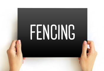 Fencing text on card, concept background