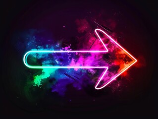 Neon arrow on black background.