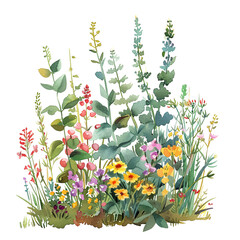 Artistic gallery of plants from around the world, portrayed in pastel watercolors and clipart format for visual appeal