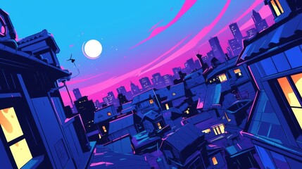 Anime-Inspired Urban Night View