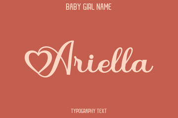 Ariella Woman's Name Cursive Hand Drawn Lettering Vector Typography Text on Dark Pink Background