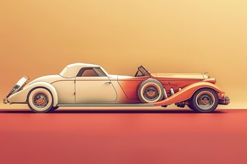 3D banner illustration style of vintage car collections in classic styles color, celebrating automotive history, with copy space
