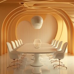 3D illustration abstract background of a strategic planning meeting in classic styles color, designed for impactful advertising