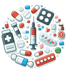 set of medical  and drugs and anti drugs day  icons 