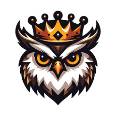 owl head in a crown mascot vector illustration on white background