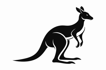 A kangaroo silhouette black vector artwork illustration